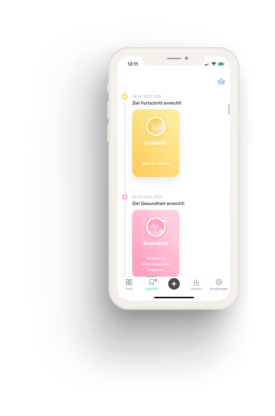 Screenshot eines Tagebuchs