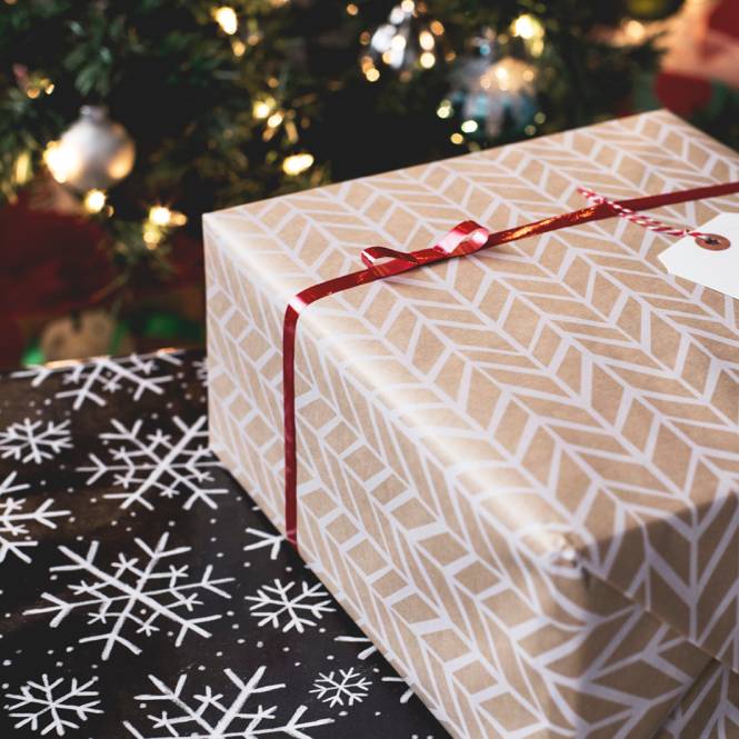 Present wrapped up in Christmas gift paper