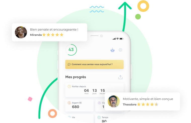 Tableau de bord de l’application Kwit pour arrêter de fumer