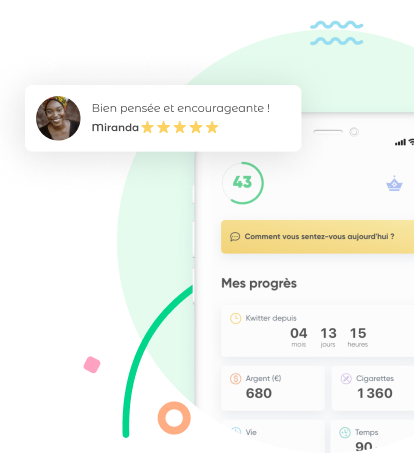Tableau de bord de l’application Kwit pour arrêter de fumer