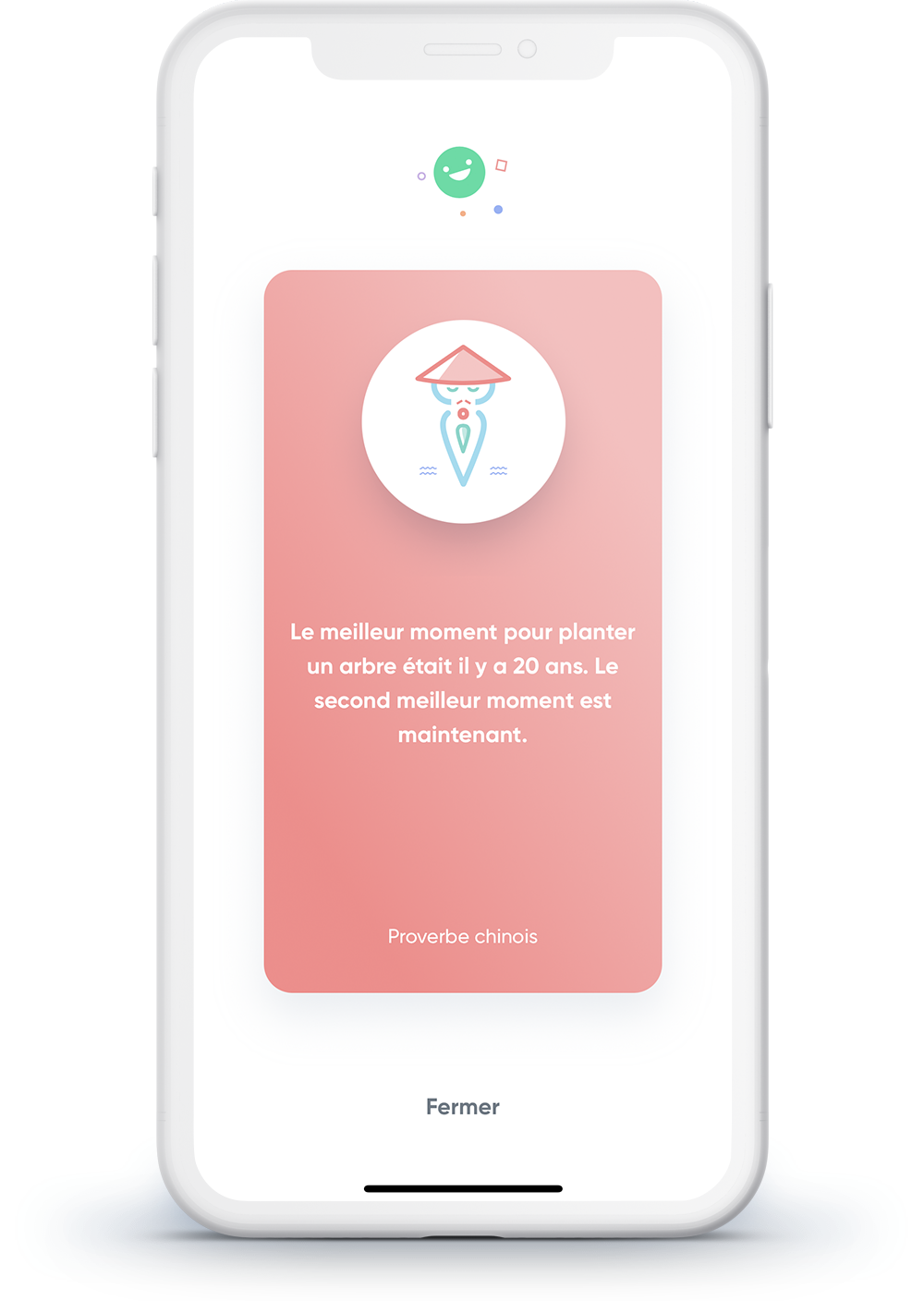 Capture d'écran d'une phrase motivante