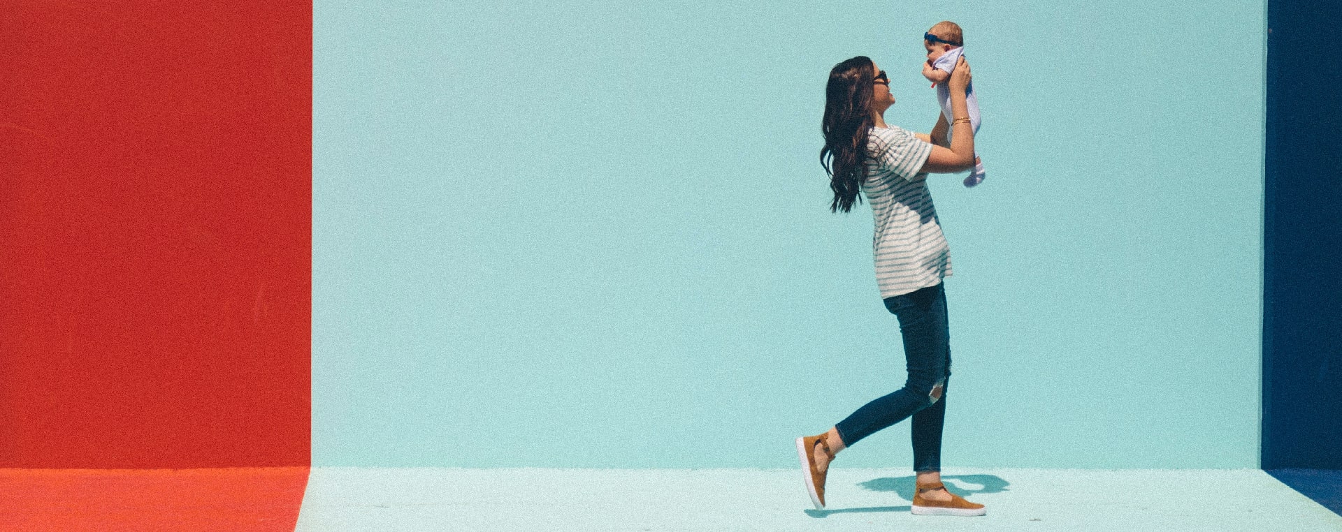 Non-smoking mother with her baby